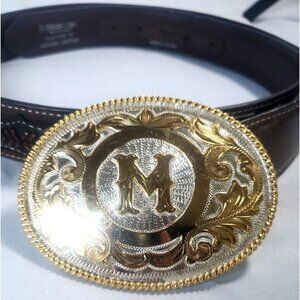 Alpaca Mexico Belt Bucle Nocona Leather Western Native Belt Men's Size 40